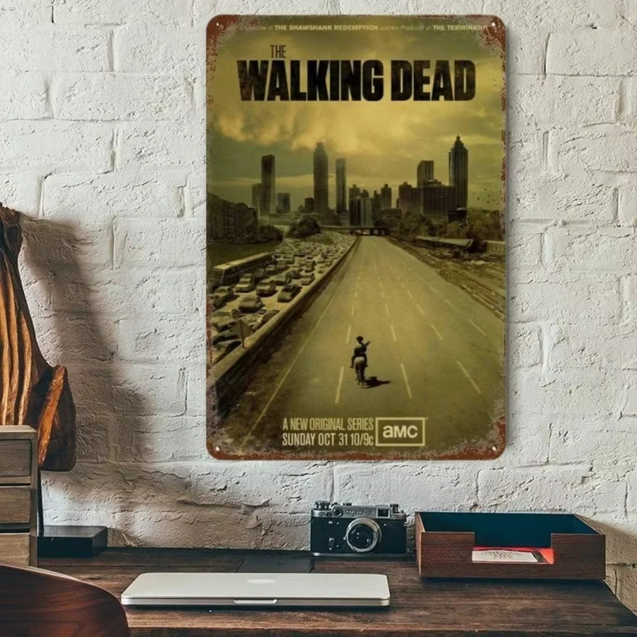 Potdemiel The Walking Dead Metallblechschild Retro Old Movie Poster Wandschild - Bild 2
