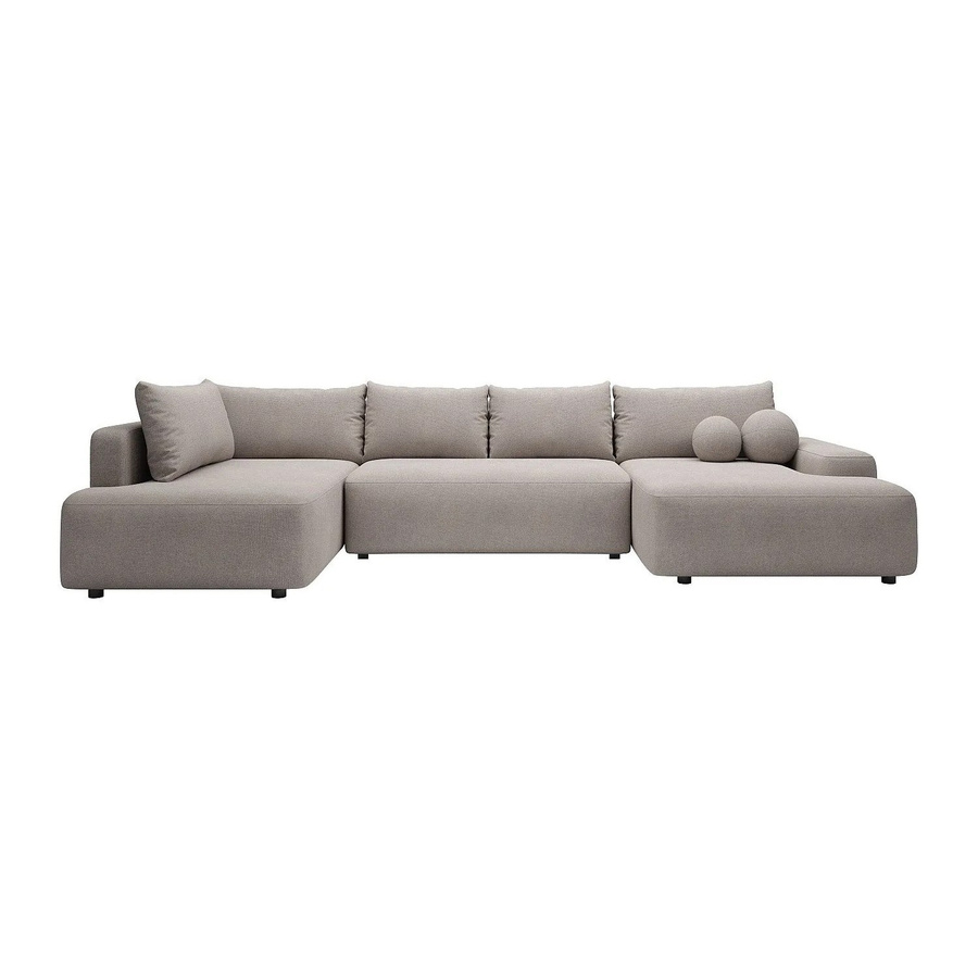 Vente-unique Schlafsofa Daviso in Taupe und Beige mit L-Form und Schlaffunktion, Breite: 360 cm - Bild 2