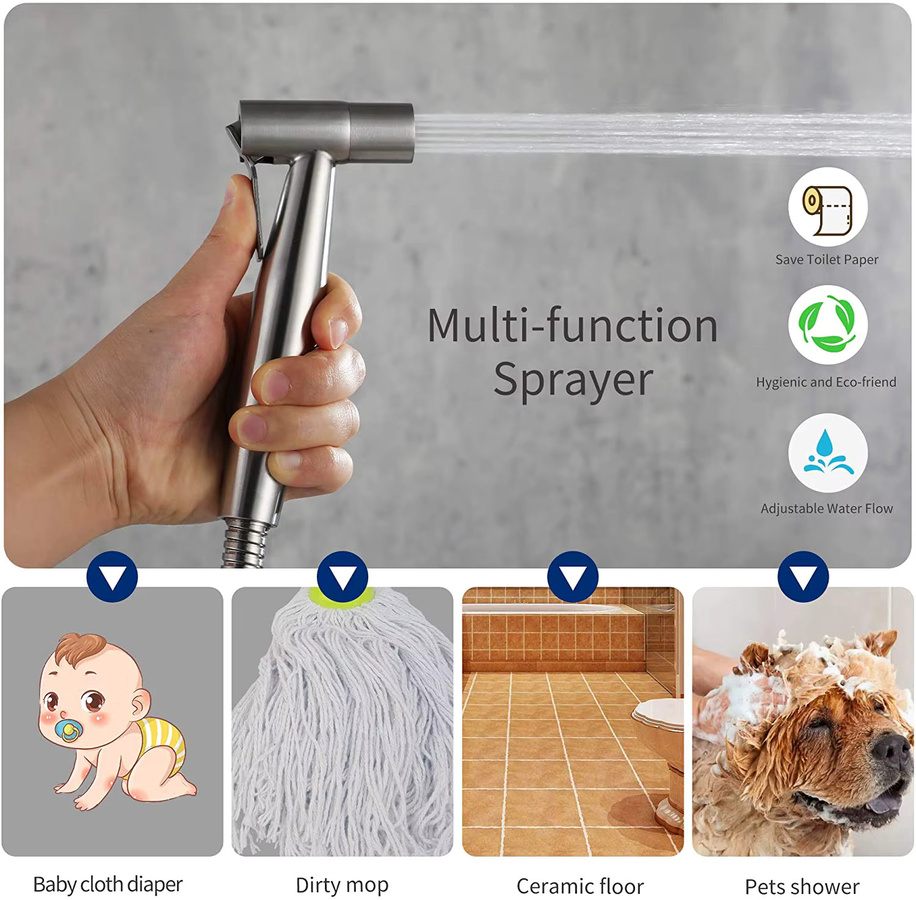 DQOK Tragbares Handheld Bidet Sprayer Set mit 3-Wege-Ventil und Schlauch zur Selbstreinigung für das Badezimmer - Bild 2
