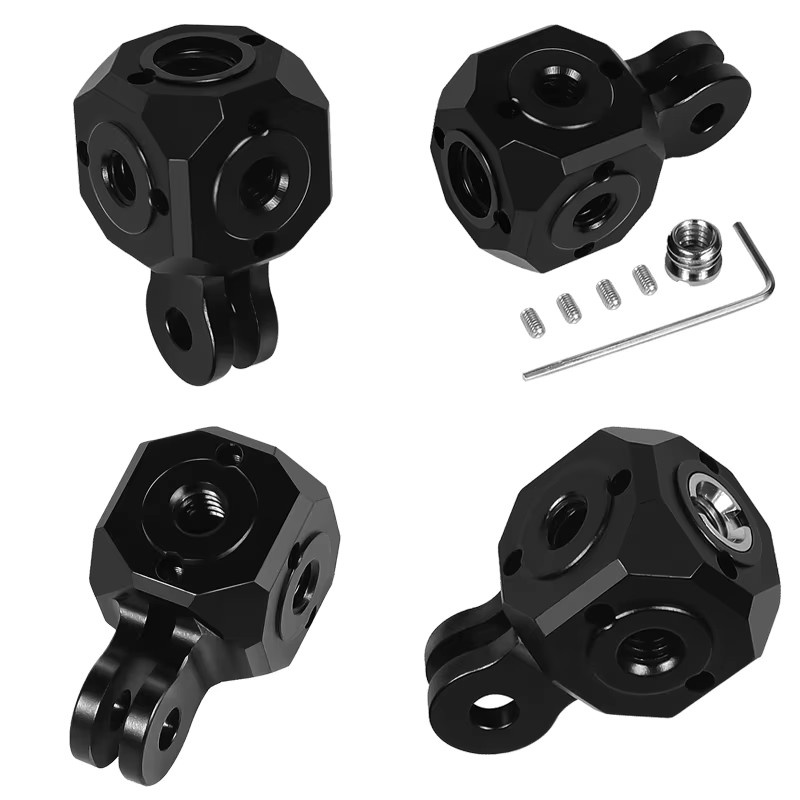 Magic Block Cube Mount Kamera Halterung mit ARRI 1/4" und 3/8" Adapter in Schwarz für GoPro, Insta360 und OSMO Action - Bild 3