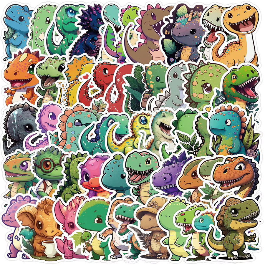 50 Stück wasserdichte Dinosaurier Graffiti Aufkleber in Multicolour für Helm, Fahrrad und Federmäppchen - Bild 2