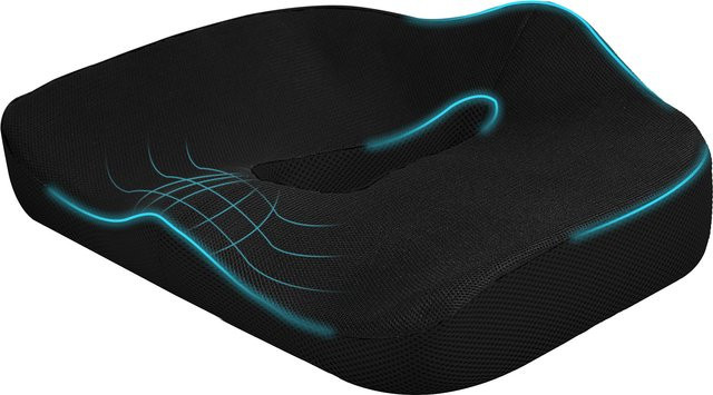 HOMCOM Orthopädisches Sitzkissen aus Memory Foam für Steißbein und Ischias, Ergonomisches Sitzkissen in Schwarz - Bild 1