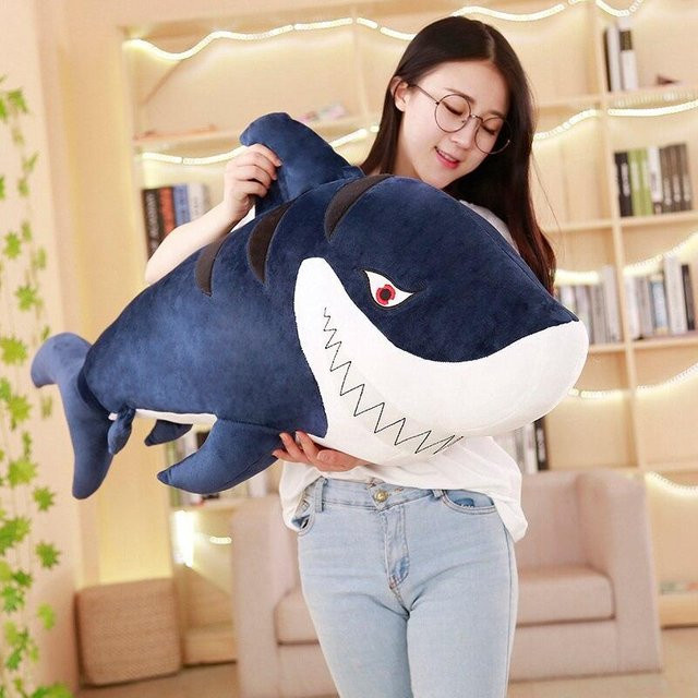 Binchi Keji Travel Riesen Lustiger Biss Hai, Plüschtier, blau, 55cm, ab 12 Jahre - Bild 1