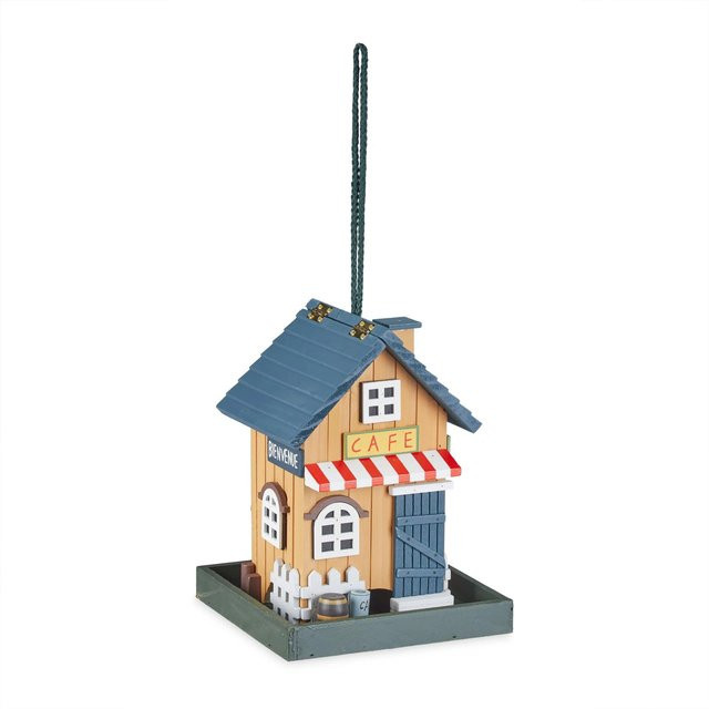 Relaxdays Vogelfutterhaus aus Sperrholz in Mehrfarbig zum Aufhängen, B/T/H: 23,5 x 18 x 18 cm - Bild 1