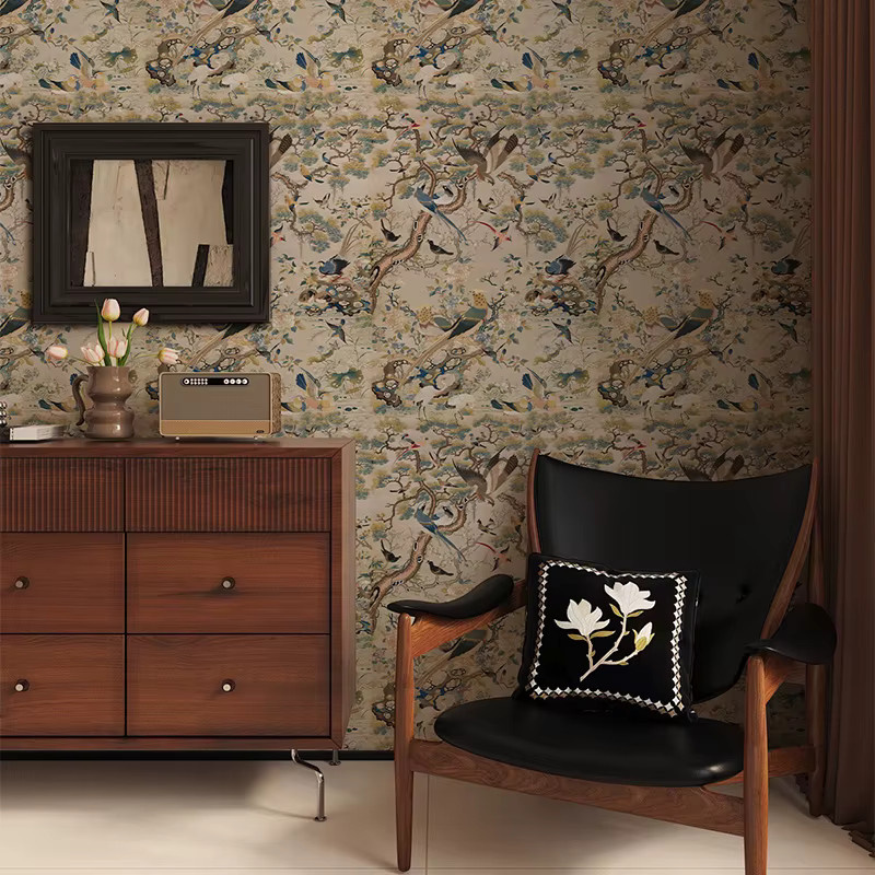 WMYDYG Chinoiserie-Tapete mit Blumenvögeln in Multicolour, selbstklebende Vintage-Kontaktpapier zum Abziehen und Aufkleben - Bild 2