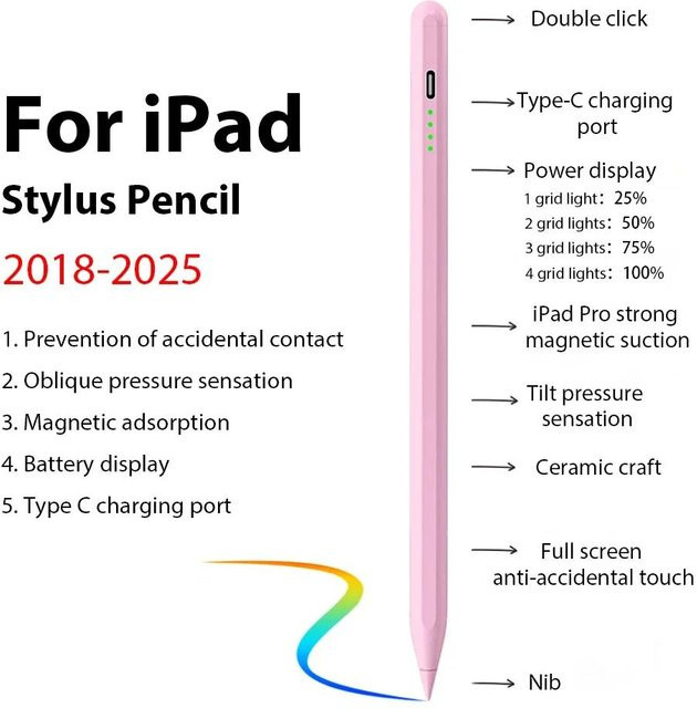 Bluetooth Stylus Stift in Rosa für iPad Air, Pro und Mini Generationen - Bild 1