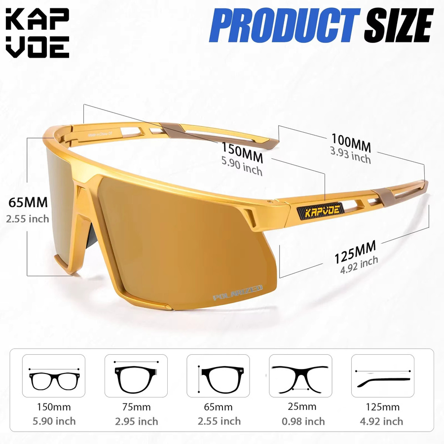 Kapvoe Sonnenbrille, polarisiert, gold, Unisex, Vollrand - Bild 3
