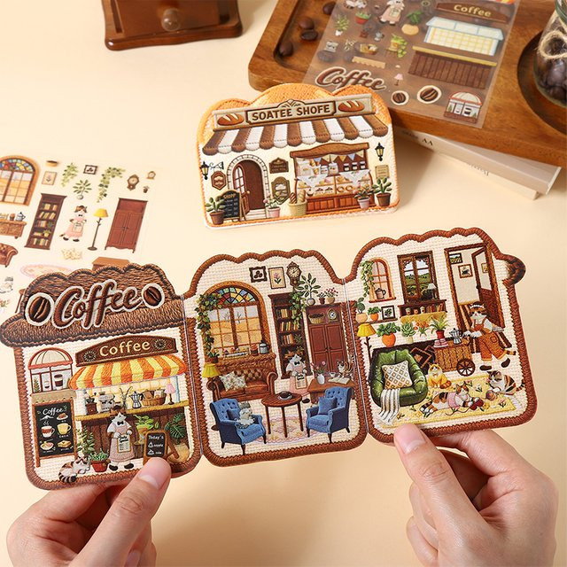 JIANQI Kawaii Store DIY-Taschenkabinen-Szenen-Sticker, Bunt, Papier - Bild 1