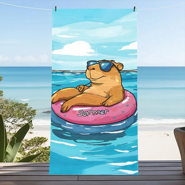 Buntes Strandtuch von Yiran in Multicolour, schnelltrocknend und superweich, B/B: 80 x 160 cm - Bild 1