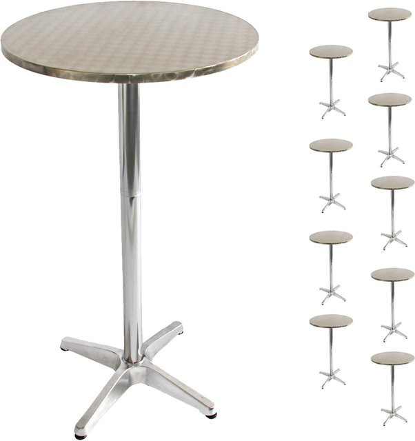10er-Set MCW Alu-Stehtische klappbar höhenverstellbar Silber Durchmesser: 60 cm, Höhe: 70 bis 110 cm - Bild 1