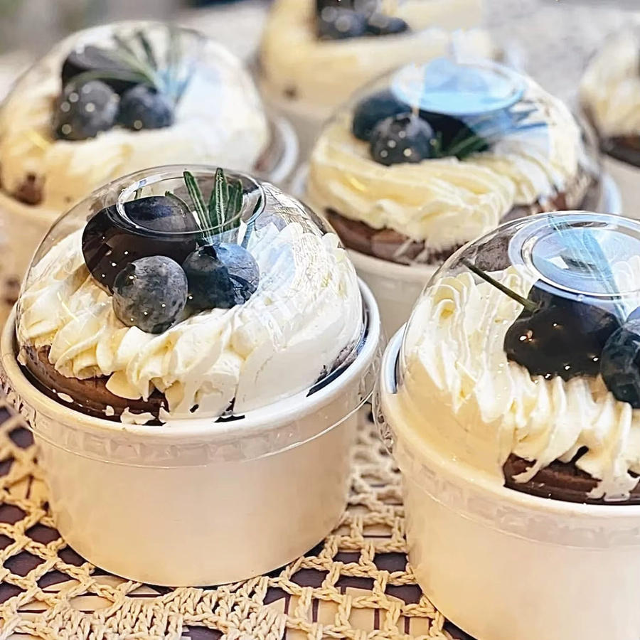 Einweg-Eisbecher mit Deckel aus Papier in Weiß für Dessert und Speisen - Bild 3