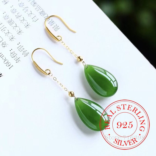Ohrringe Robbie, 925 Silber, Jade, Damen, Vintage - Bild 1