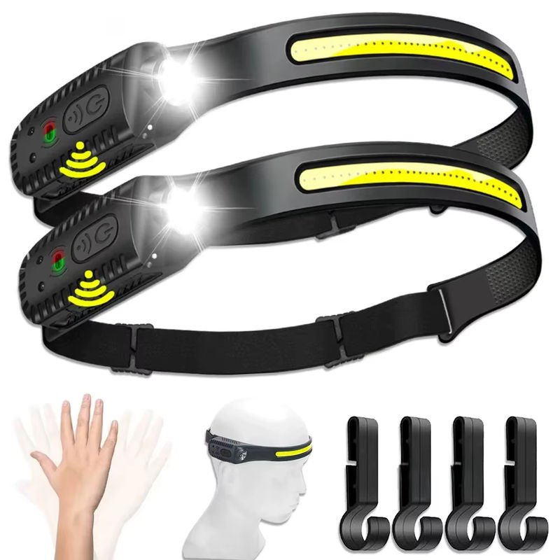 KDULIT USB-aufladbare LED-Stirnlampe mit XPE und COB sowie Bewegungssensor in Schwarz für Camping und Angeln - Bild 7