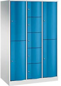 C+P Kombi-Schließfachschrank Resisto mit 3 Abteilen und 9 Fächern, Lichtgrau/Lichtblau, B/T/H: 114,8 x 64,0 x 195,0 cm - Bild 1