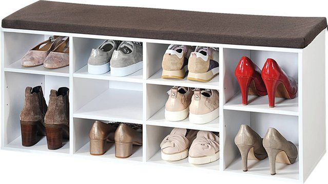 Kesper Schuhschrank mit Sitzkissen aus Spanplatte, Farbe: Weiß oder Braun, B/H/T: 29,5 x 48 x 103,5 cm - Bild 1