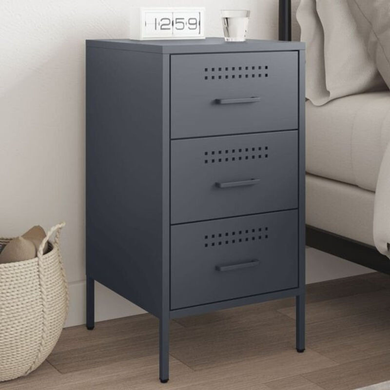 Vidaxl Nachttisch aus Stahl in Anthrazit im Industrial Design, B/T/H: 36 x 39 x 68 cm - Bild 1
