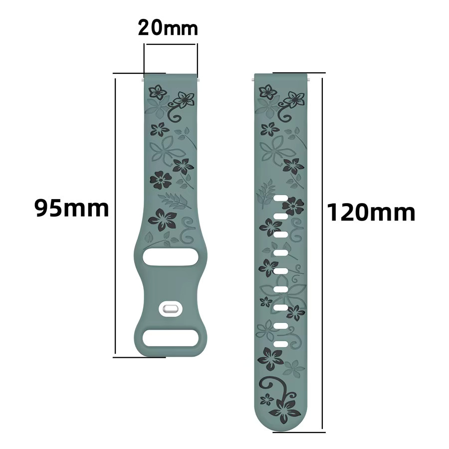 ATOPKEY Uhrenarmband Silikon, 3D geschnitzte Blumen, White Black - Bild 2