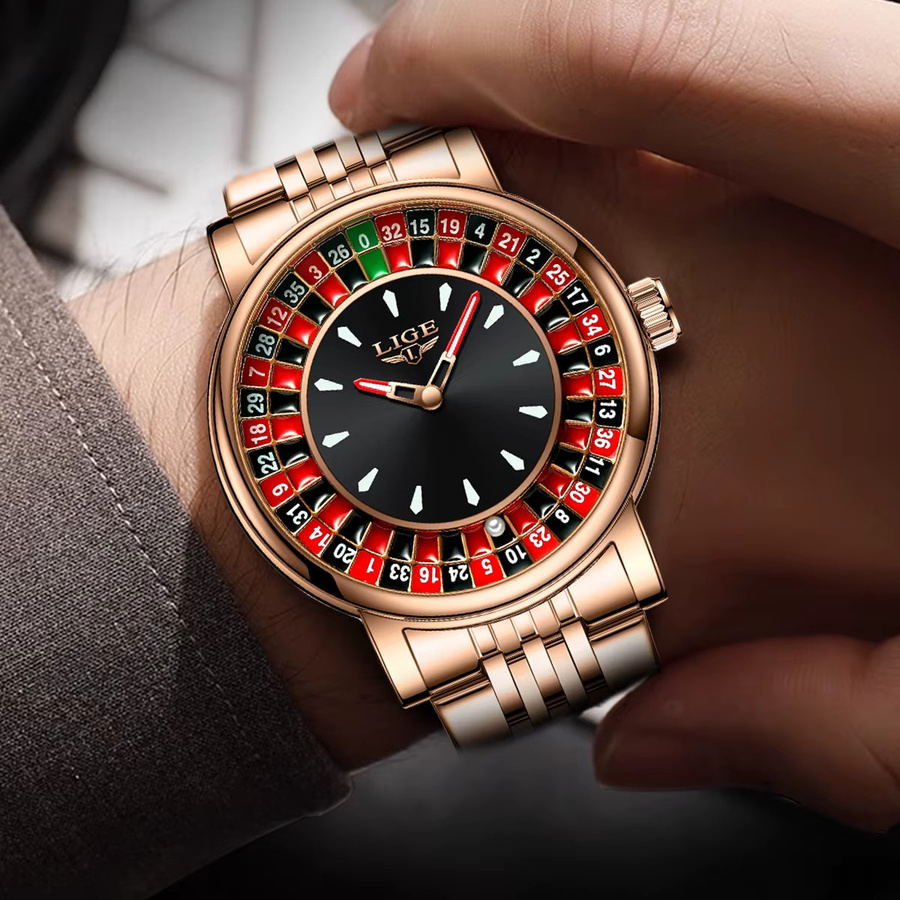 LIGE Armbanduhr Edelstahl, Roségold, Quarz, Herren - Bild 5