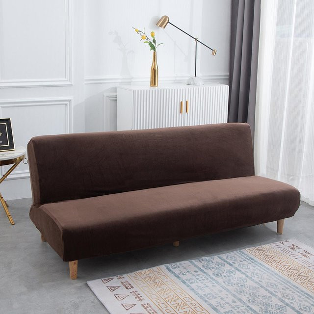 Yiran Furniture Elastischer Samt Schlafsofa Bezug in Braun für Futon und Klappstühle, Breite: 190-210 cm - Bild 1
