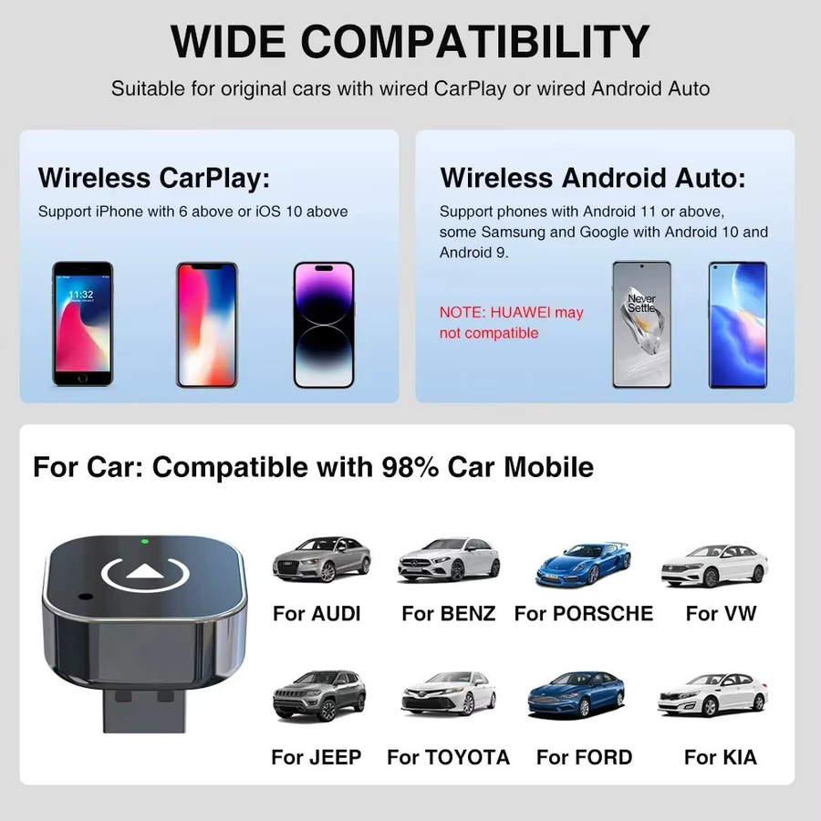CarlinKit Kabelloser CarPlay Adapter mit 5G WiFi für eine stabile Verbindung, Plug & Play Konverter in Schwarz oder Weiß - Bild 4