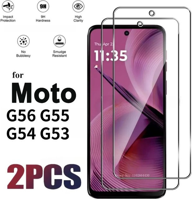 Displayschutzfolie aus gehärtetem Glas für Motorola Moto G56 G55 G54 G53 Serie, transparent, 9H kratzfest und hüllenfreundlich - Bild 1