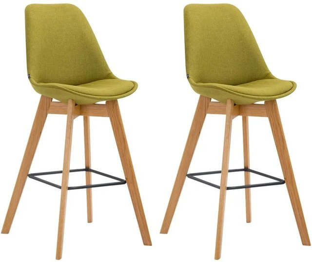 2er Set Barhocker DELUKE GIKAR mit Lehne in Grün, Stoffbespannung, B/T/H: 48 x 56 x 112 cm - Bild 1