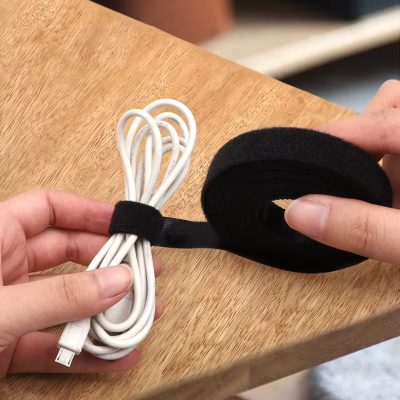 ELECAPITAL Kabelbinder aus Nylon, 5m schwarz, wiederverwendbare Kabelmanagement-Riemen zum Zuschneiden - Bild 2