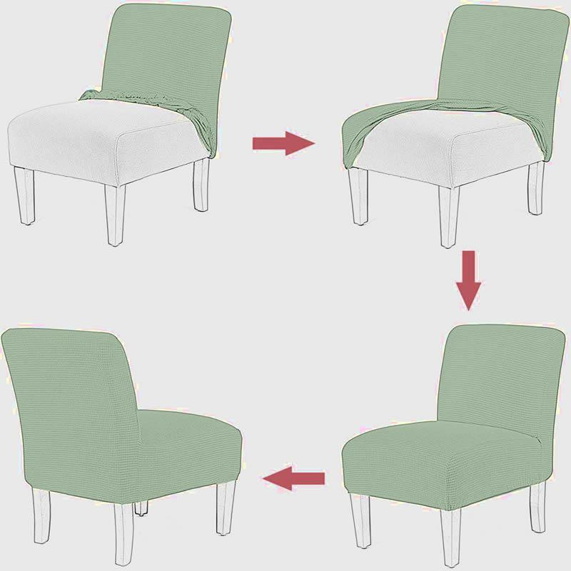 Ärmelloser Stuhlbezug mit Pflanzen-Blätter-Motiv in Grün, elastischer Samt-Plüsch Überzug für Einzelsofas und Hocker von Household supplies MH - Bild 1
