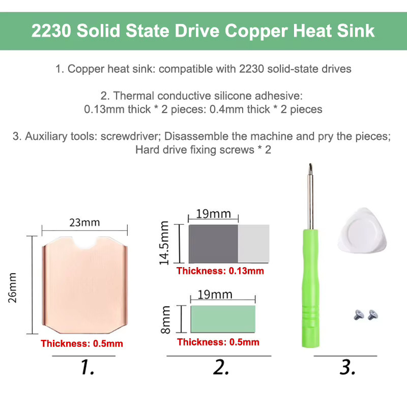 JETTING Kupfer-Kühlkörper für M.2 2230 NVMe SSD Steam Deck Konsole, Farbe: Gold - Bild 2