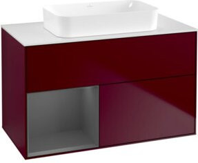 V&B Finion Waschtischunterschrank mit Wandbeleuchtung, Farbe Anthrazit Matt, Breite: 100 cm, Tiefe: 60,3 cm - Bild 1