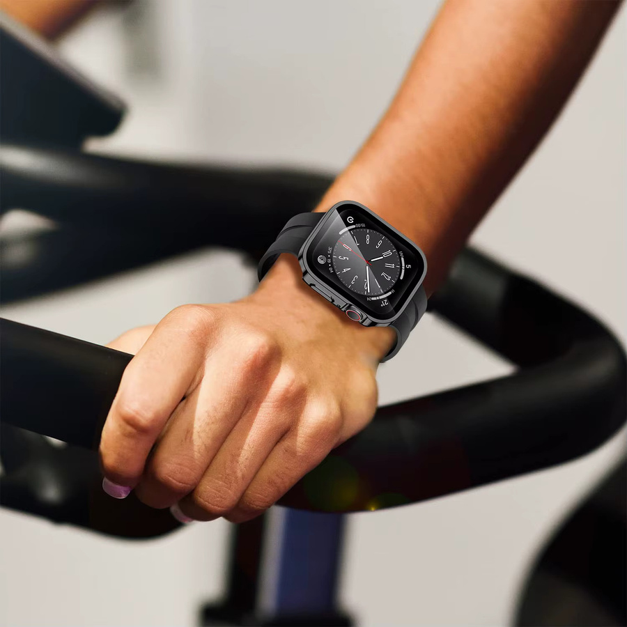 CRESTED Uhrenzubehör Abdeckung + Glas für Apple Watch, Silikon, Schwarz, Unisex - Bild 6