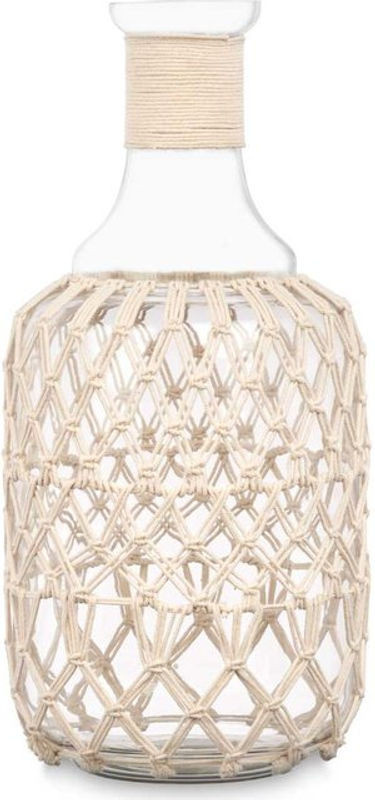 Dekorative Glasflasche von GIFT DECOR in braun und beige mit geflochtener Schnur im Bohemian-Stil - Bild 1