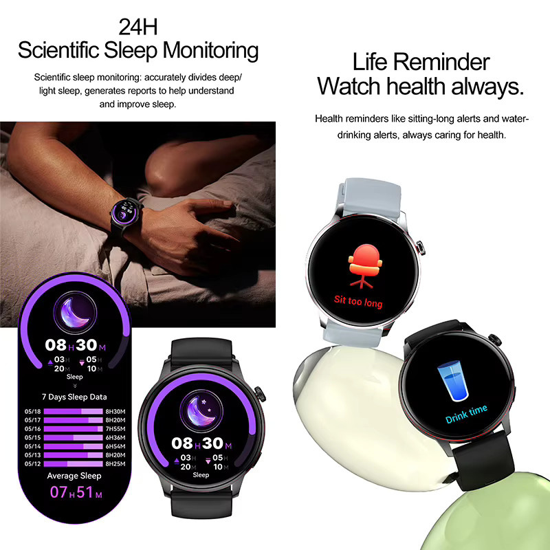 Yaocx Ultradünne Smartwatch für Damen in Grau mit 1,43 Zoll AMOLED HD-Bildschirm, Bluetooth-Anruffunktion und IP68 wasserdicht - Bild 3