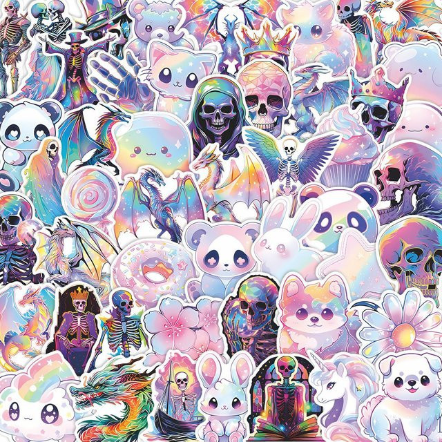 GOGOTU Cartoon-Holografische Graffiti-Aufkleber, 50 Stück, multicolour - Bild 1