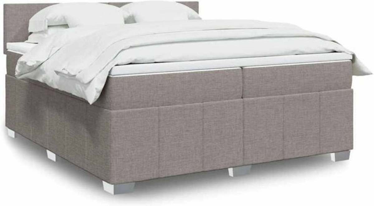 Vidaxl Boxspringbett mit Matratze in Taupe Meliert aus Stoff und Holzwerkstoff B/T/H: 200 x 200 x 100,5 cm - Bild 1