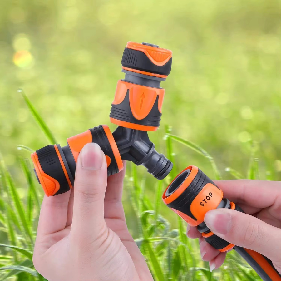 11-teiliges Gartenschlauchanschluss-Set in Orange mit 1/2 Zoll und 3/4 Zoll Anschlüssen für die Bewässerung - Bild 2