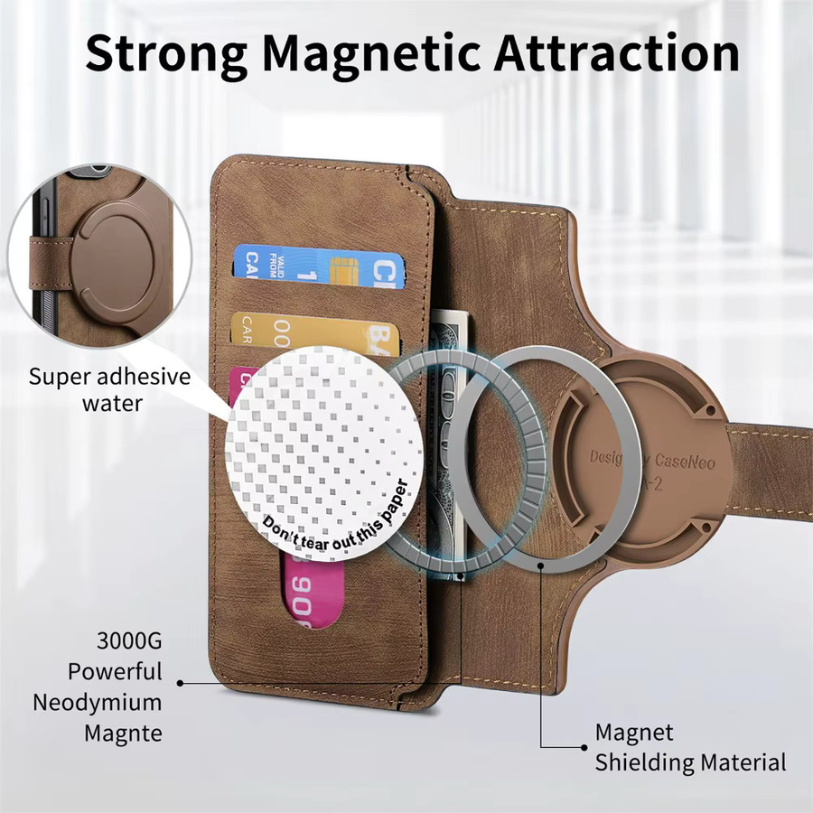 Magnetische 2-in-1 Lederhülle für Realme 14 als Luxus-Brieftasche-Cover in Pink oder Braun - Bild 3