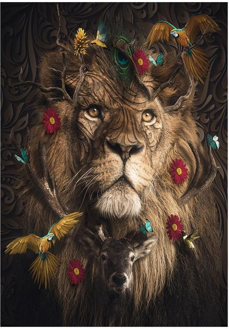 YENDAR Leinwandgemälde Tropische Tiere Fantasy Poster Leopard im Dschungel, Farbe: Braun, Breite: 20 cm, Höhe: 30 cm - Bild 1