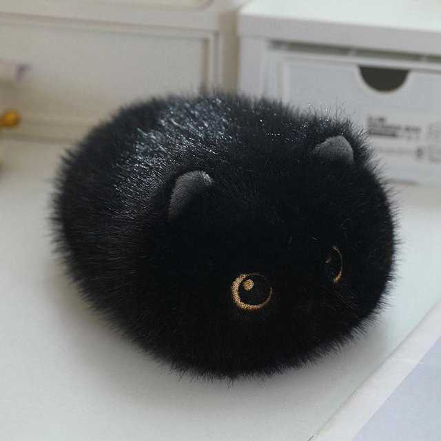 Süßes rundes Katzen-Stofftier, Plüschtier, ab 0 Jahren, Schwarz - Bild 1