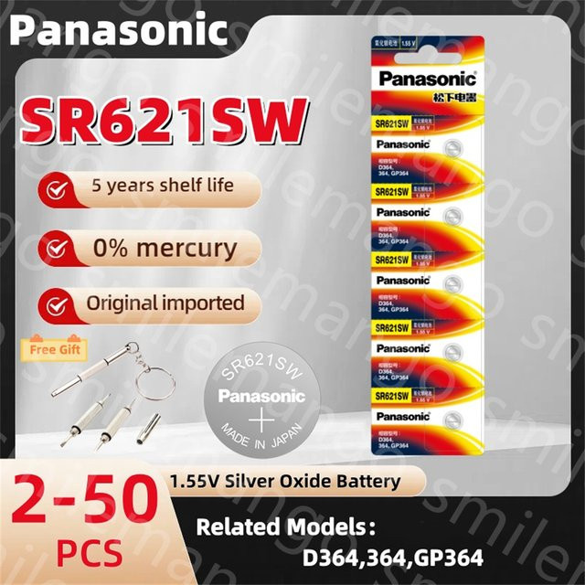 Panasonic SR621SW Silberoxid-Knopfzellenbatterie für Uhren, Spielzeug und Fernbedienungen - Bild 1