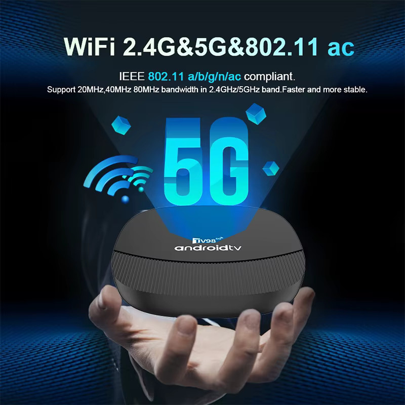 CLIBABIQBOX TV98 ATV Max Plus TV-Box mit Android 14, 8K und 4K Unterstützung, Allwinner H313 Media Player, WiFi und 4G/5G, Schwarz - Bild 3
