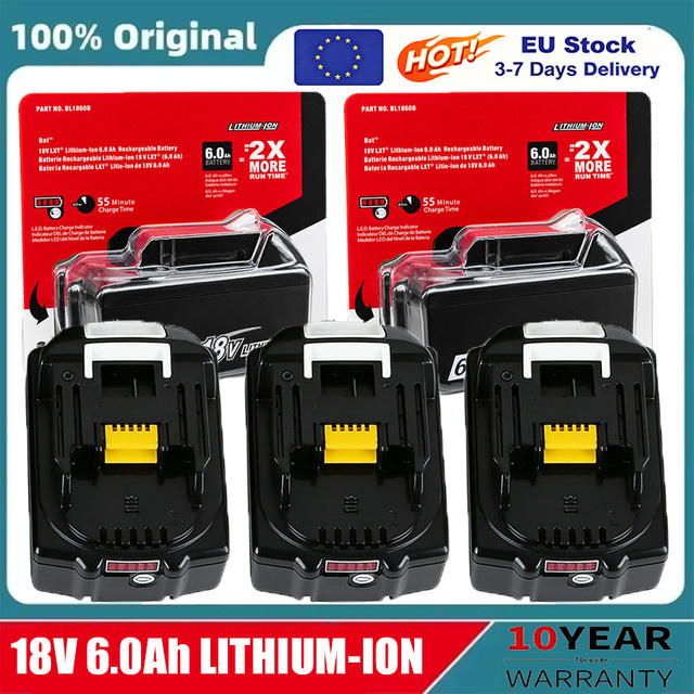 Makita Ersatz-Lithium-Akku 18V 6Ah in Schwarz für BL1830B BL1850B BL1850 BL1840 BL1860 BL1815 - Bild 1