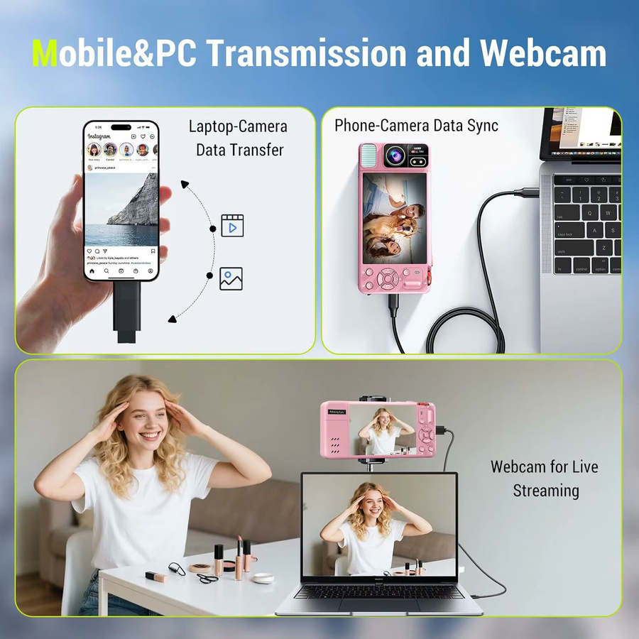 4K Digitalkamera mit 64 MP, 18X Zoom und 270 Grad Flip Screen für Fotografie und Vlogging in Schwarz - Bild 5
