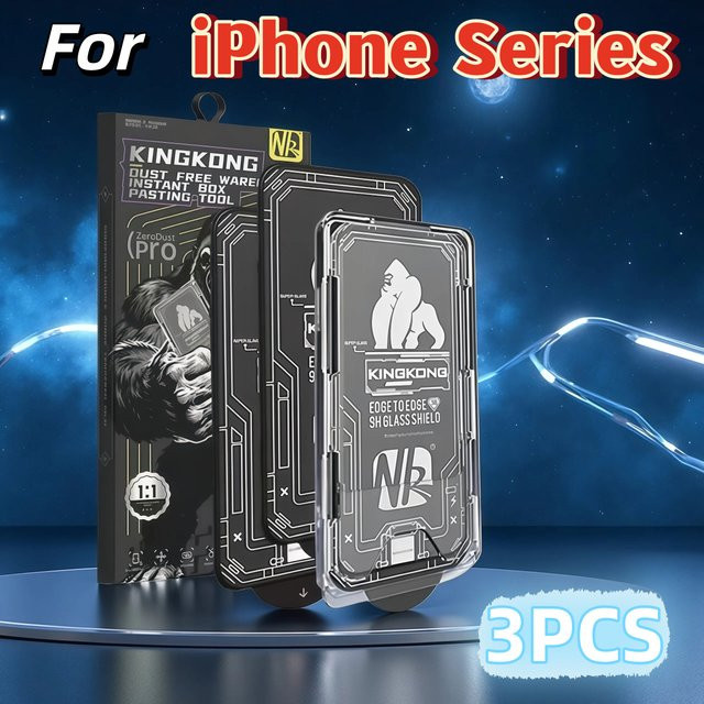 3er-Pack Displayschutzfolien aus gehärtetem Glas für Apple iPhone 17 Pro Max, 17 Pro, 17 Air, 16 Plus, 15, 14, 13 in Transparent mit 9H Härtegrad - Bild 1