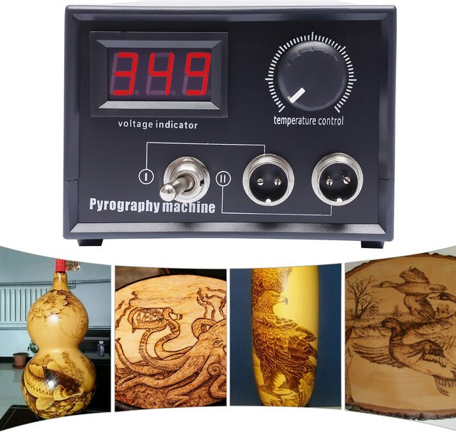 CNCEST Pyrographie-Set mit 19 Brennspitzen, 60W Holzbrandgerät und Lötkolben für Holz und Leder, Schwarz - Bild 1
