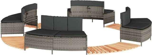 vidaXL Whirlpool-Umrandung aus grauem Poly-Rattan und geöltem Akazien-Massivholz - Bild 1