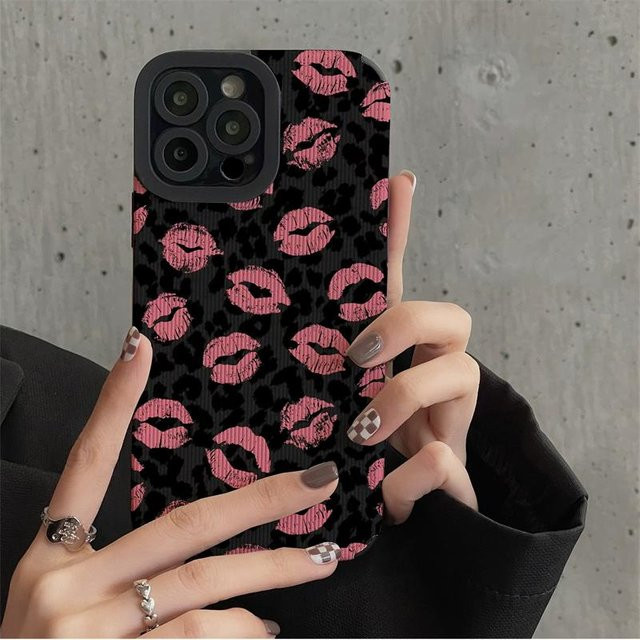 Vintage Leopard Kuss Silikonhülle für Samsung Galaxy A-Serie in Schwarz - Bild 1