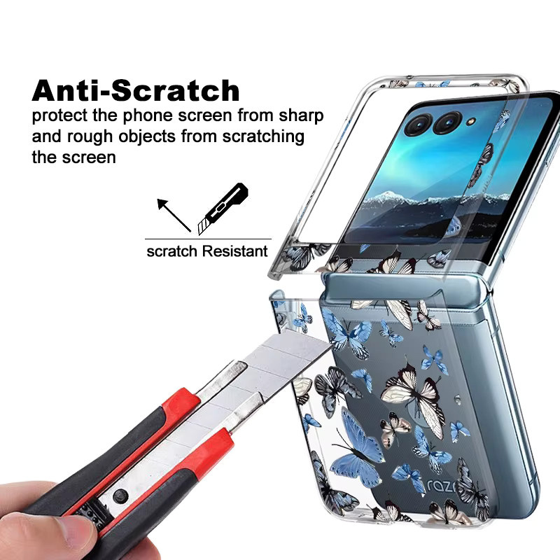 Transparente Handyhülle mit Rosenblüten- und Schmetterlings-Aufdruck für Motorola Razr 50 Ultra, Razr 40 Ultra, Razr 50 und Razr 40, stoßfeste PC-Abdeckung - Bild 2