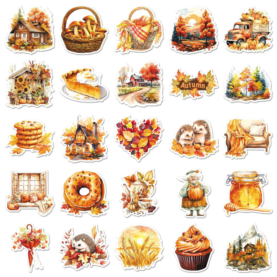 YIIMANNER Herbst Aufkleber Set mit goldenen und gelben Blättern, wasserfeste dekorative Sticker im Naturdesign - Bild 3