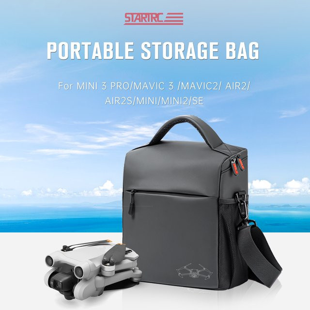 STARTRC TECH Tragbare Aufbewahrungstasche als Schultertasche, Handtasche oder Rucksack für DJI Mini 4 Pro, Mini 3 Pro, Air 3, Air 2S und weitere Modelle, Schwarz - Bild 1